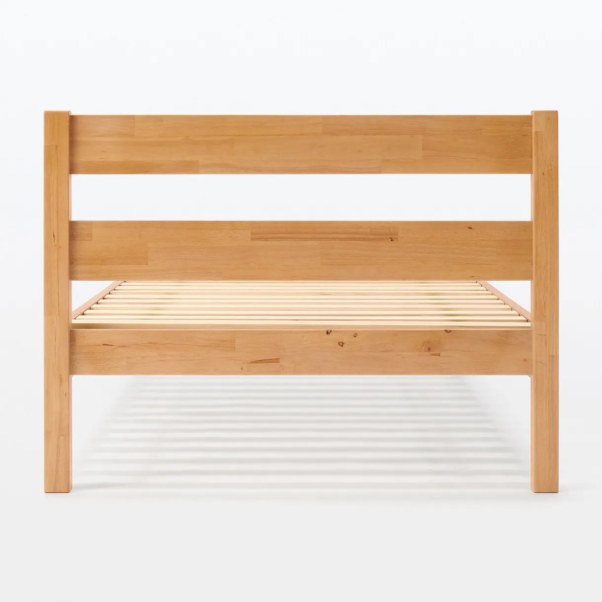 Lit large double plaqué en bois d'hévéa