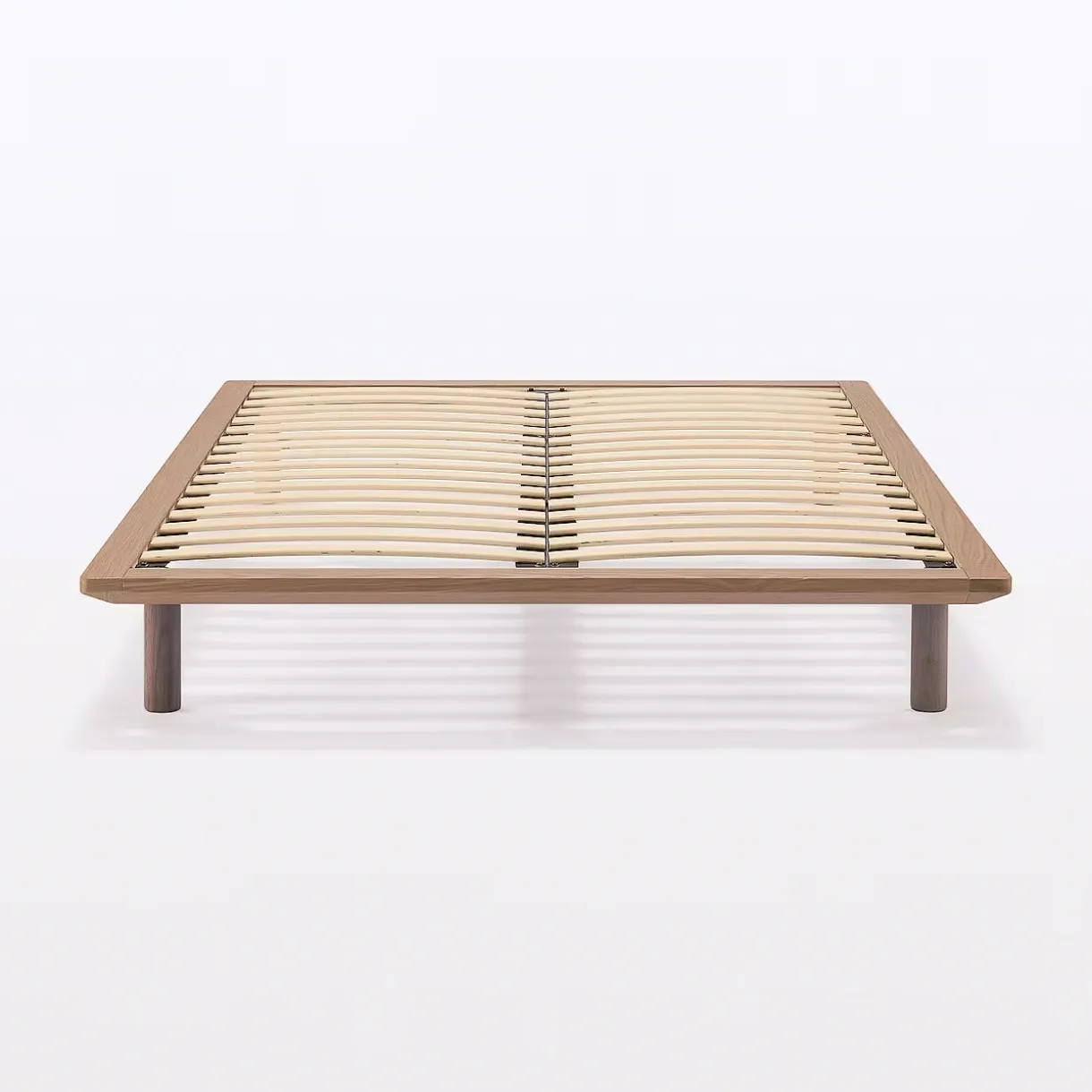 Lit plateforme double en noyer