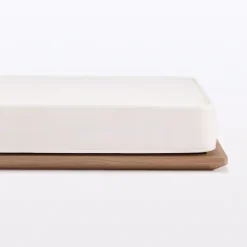 Lit plateforme double en noyer