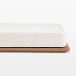 Lit plateforme large double en noyer