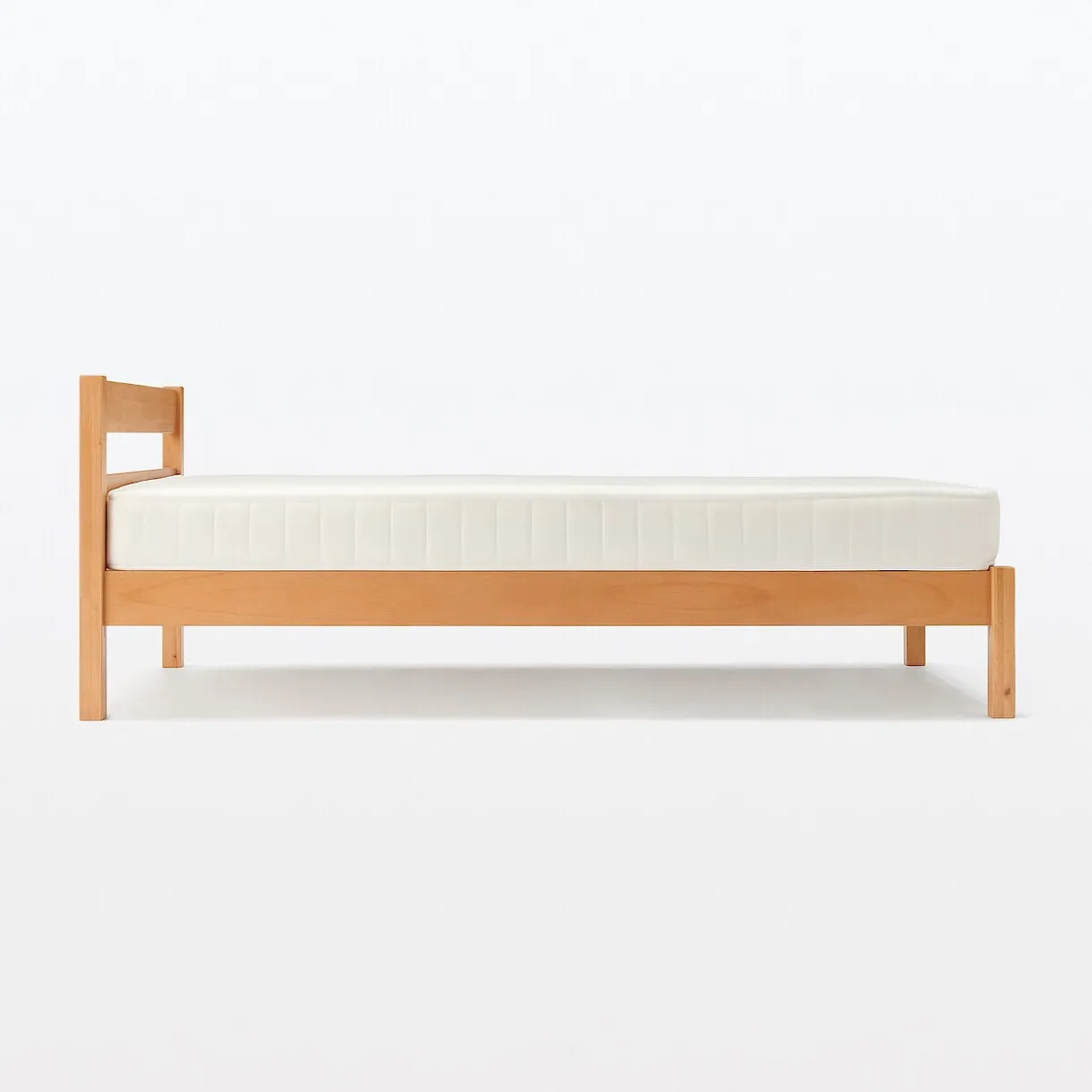 Lit simple plaqué en bois d'hévéa