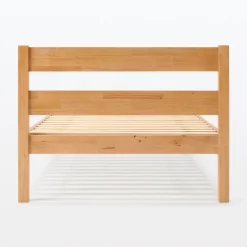 Lit simple plaqué en bois d'hévéa
