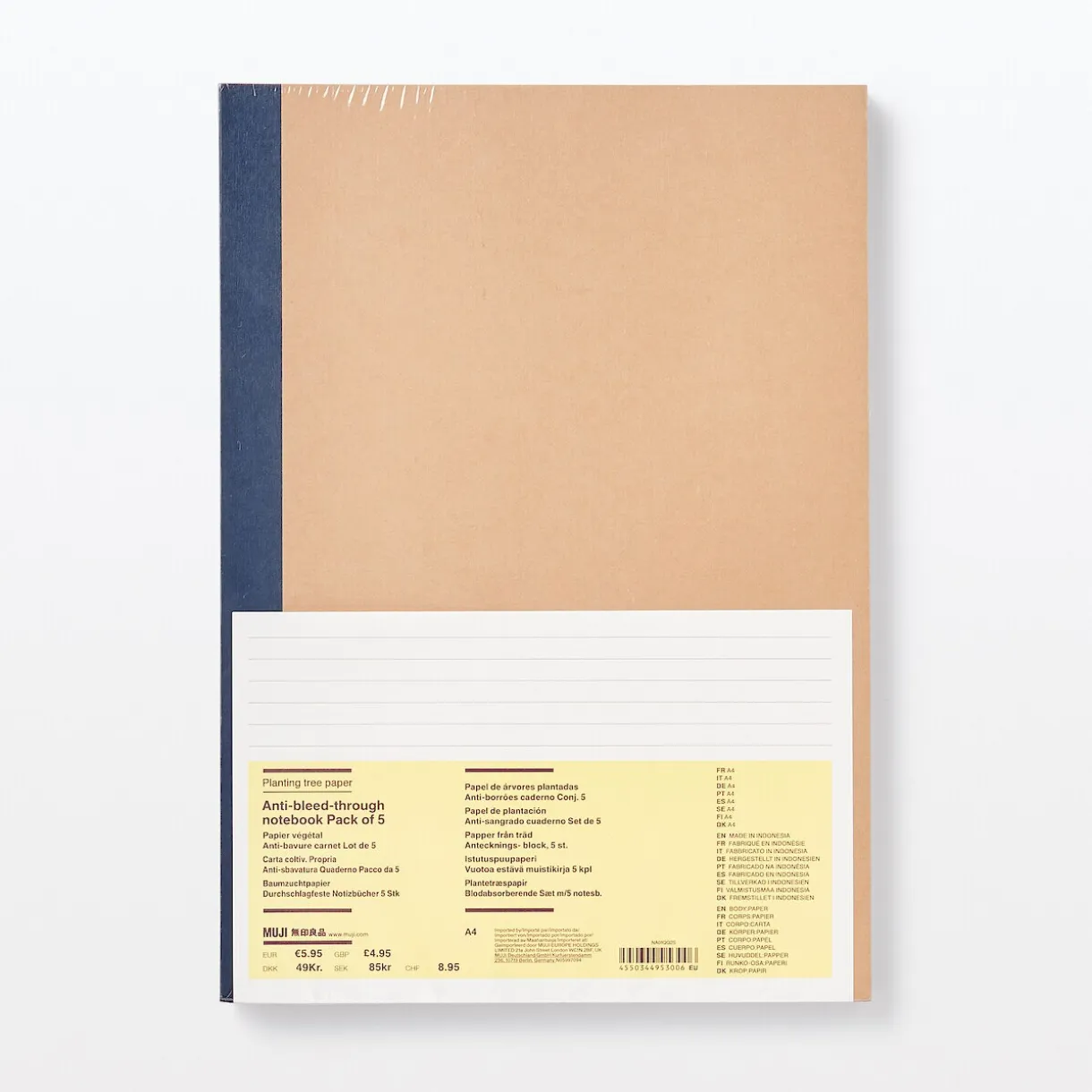 Lot de 5 carnets en papier d`arbres de plantation (A4)