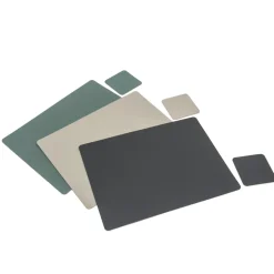 Lot de 4 dessous de verre rectangulaires en cuir recyclé, Eukalyptus