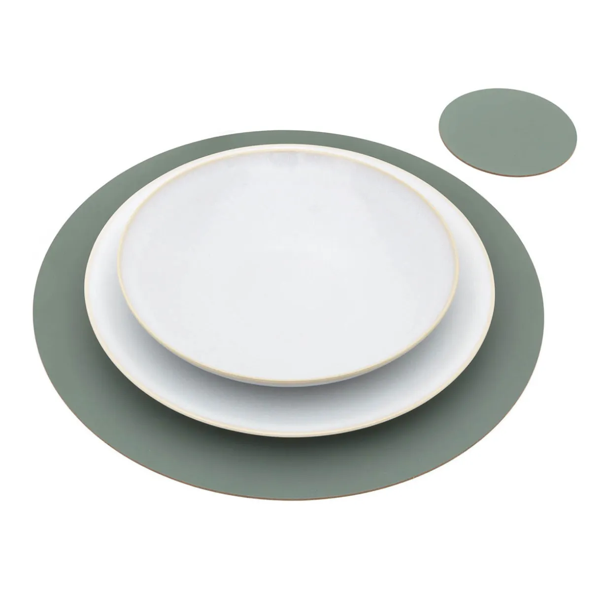 Lot de 4 dessous de verre en cuir recyclé, Eukalyptus