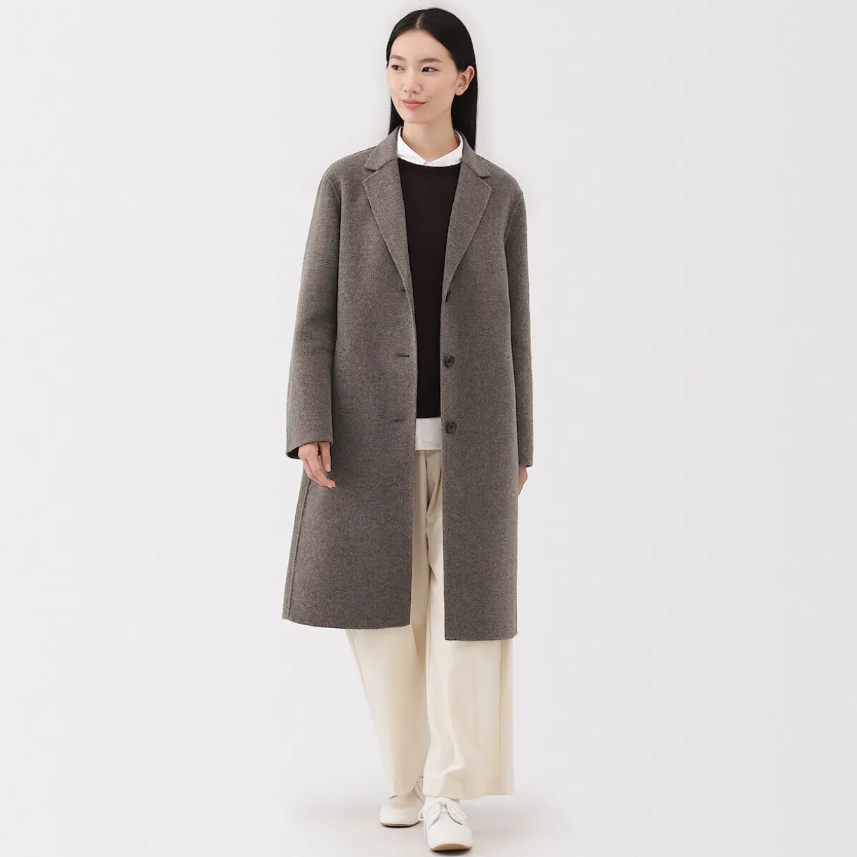 Manteau Chesterfield en mélange de laine mérinos pour femme