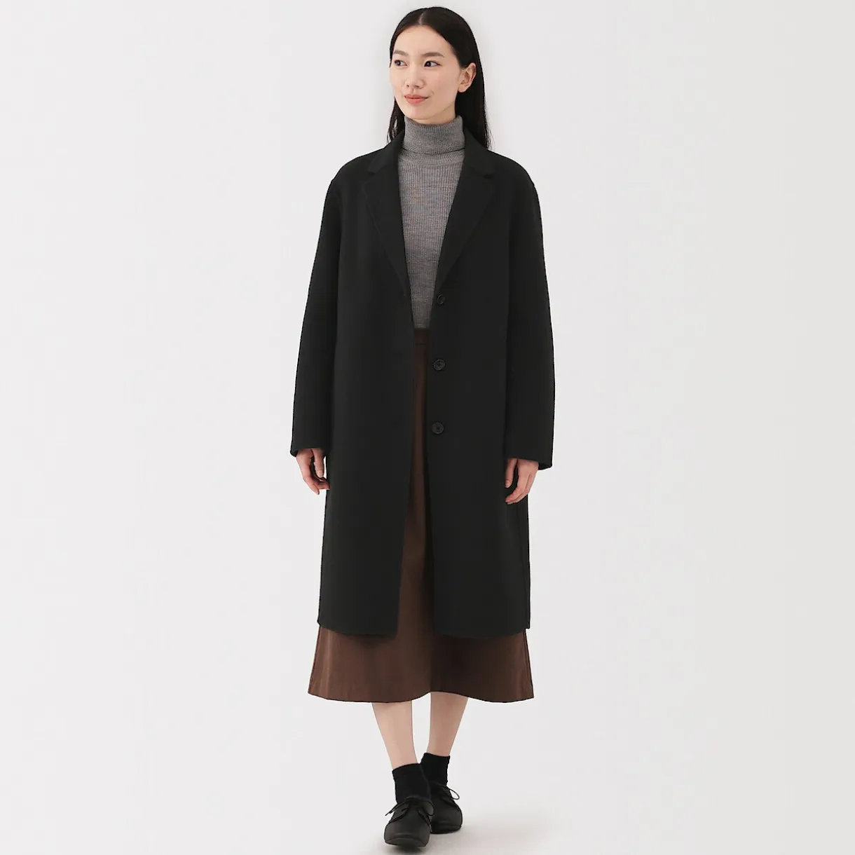 Manteau Chesterfield en mélange de laine mérinos pour femme