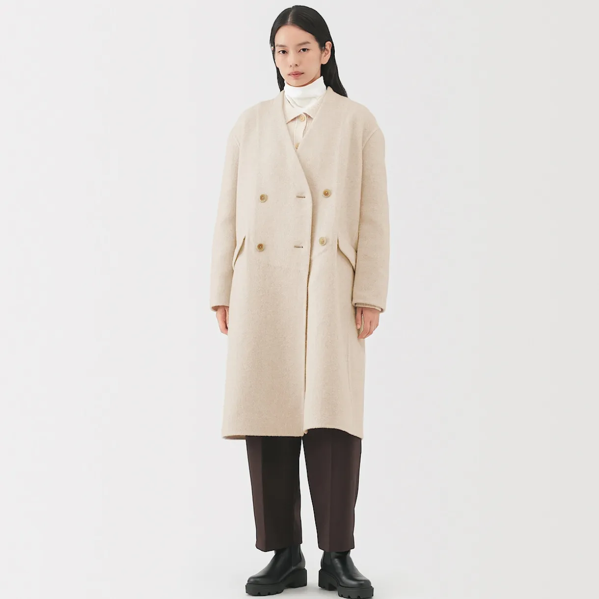 Manteau croisé en cachemire recyclé pour femme
