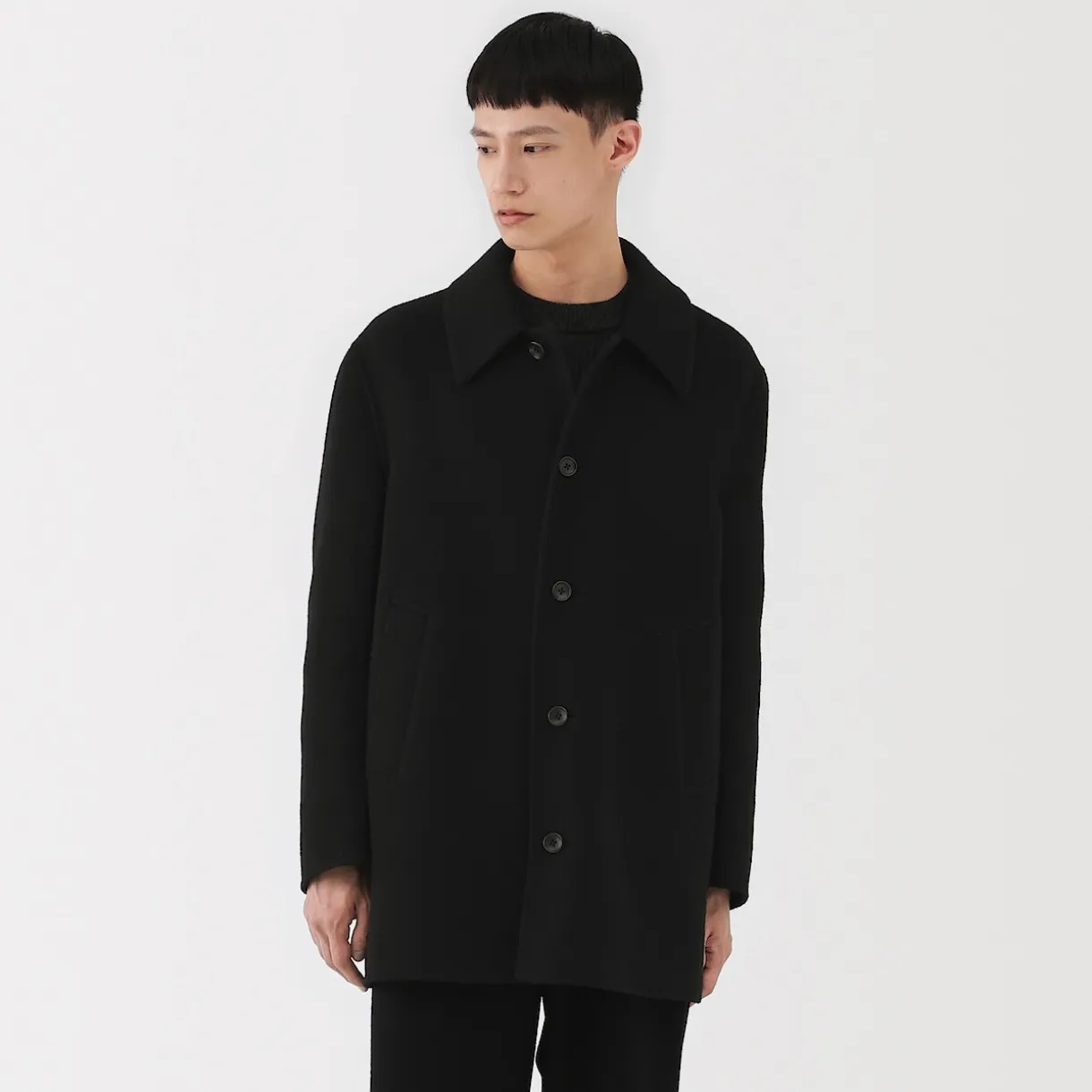 Manteau droit en cachemire recyclé pour homme