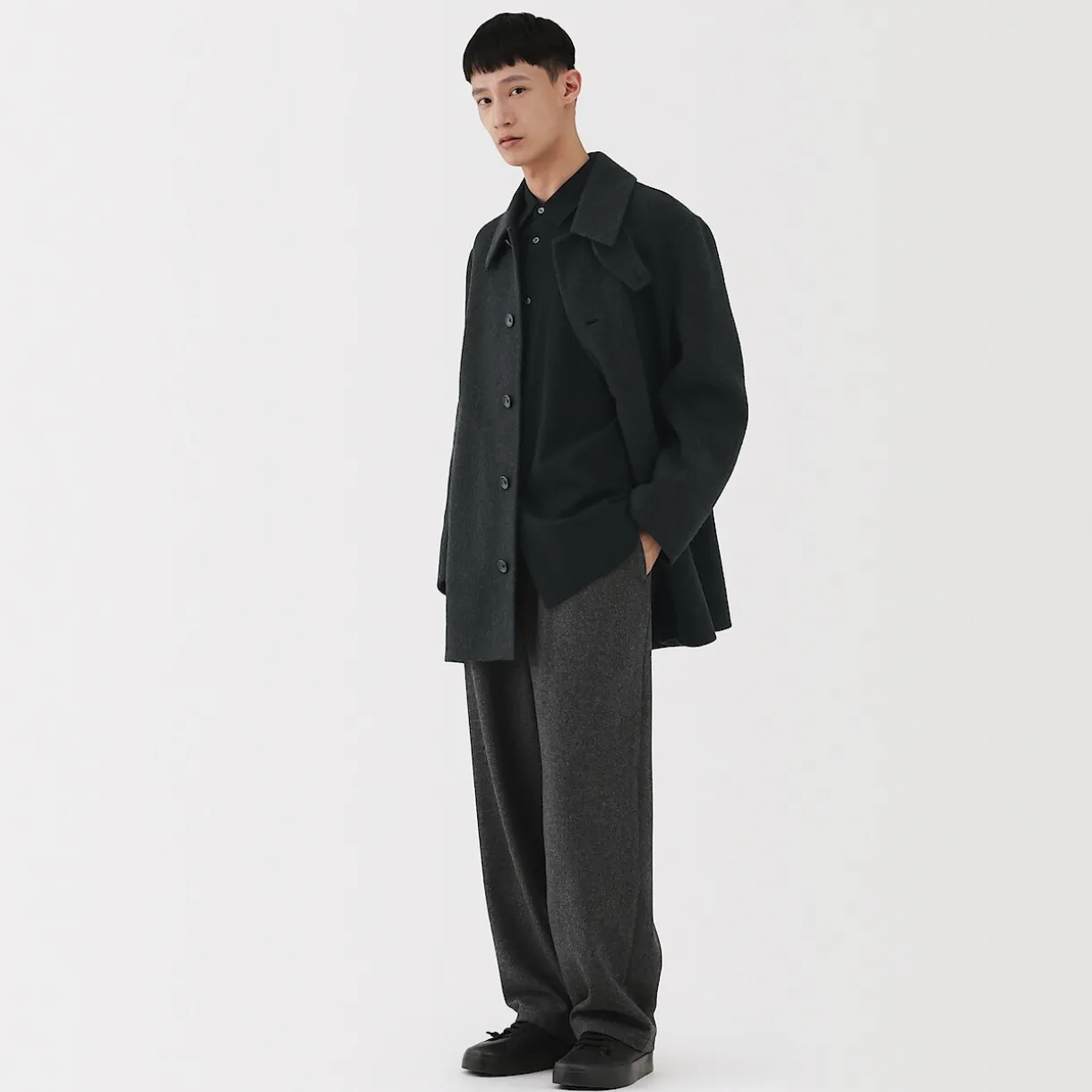 Manteau droit en cachemire recyclé pour homme