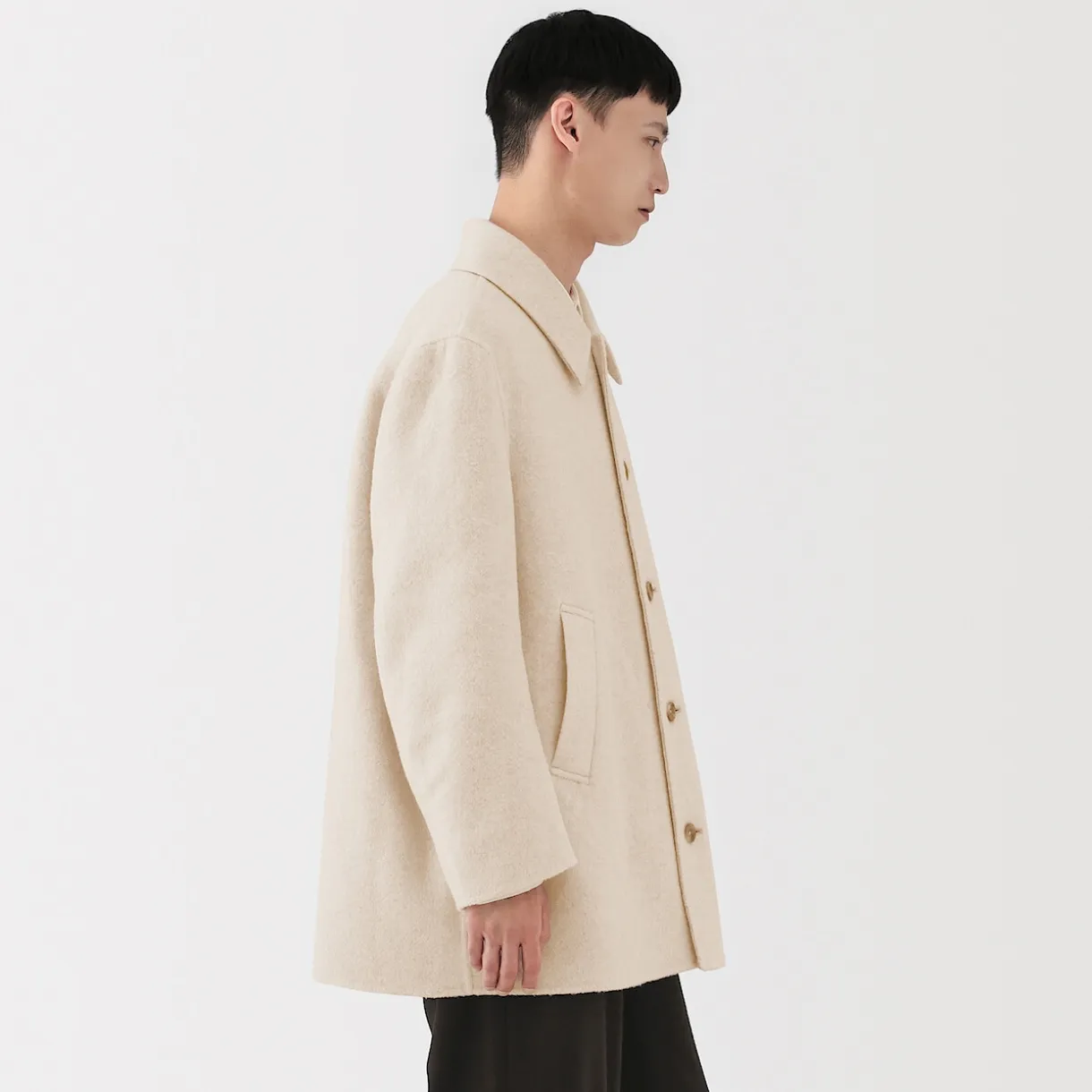 Manteau droit en cachemire recyclé pour homme