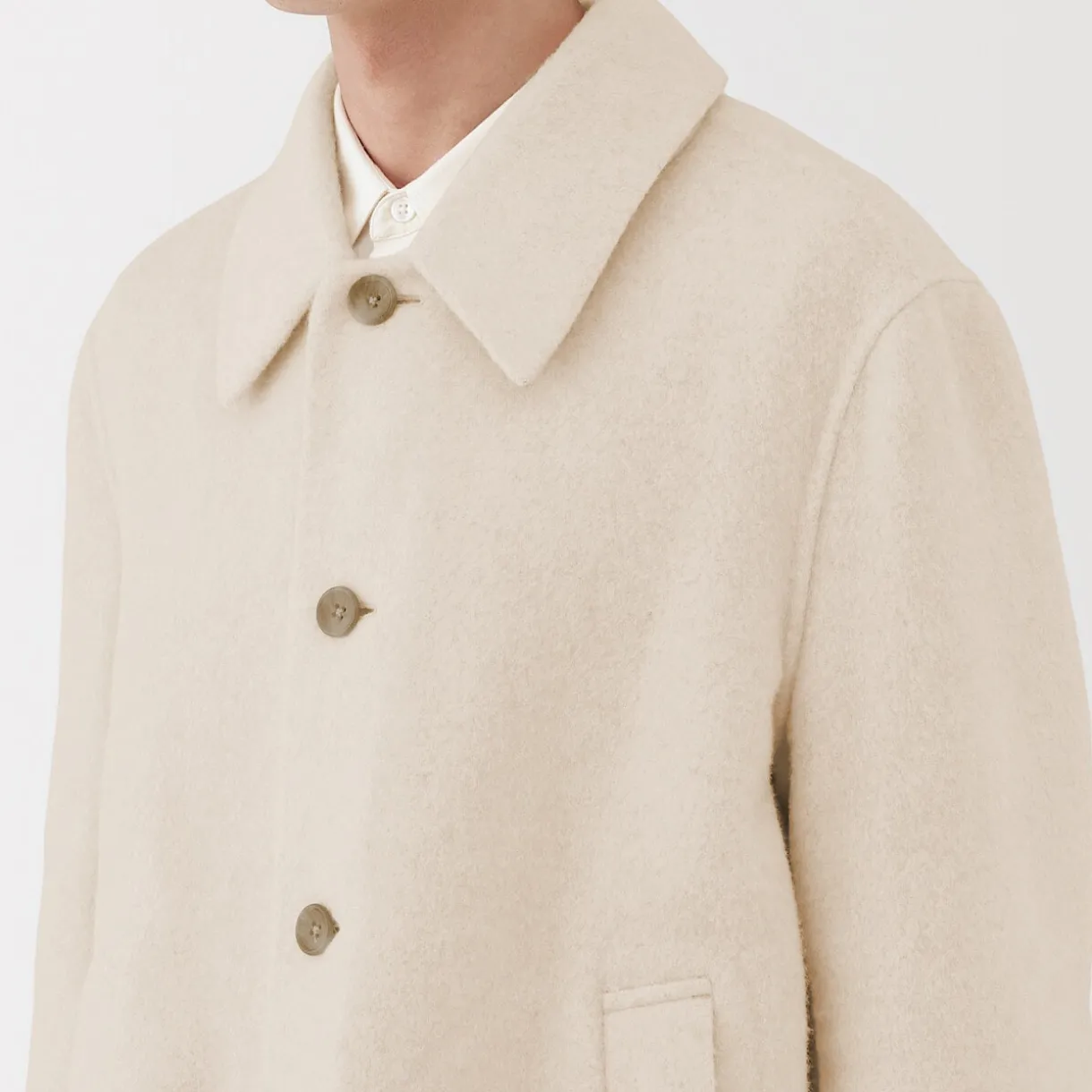 Manteau droit en cachemire recyclé pour homme