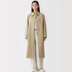 Manteau droit en coton déperlant pour femme
