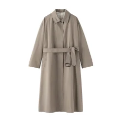 Manteau droit en coton déperlant pour femme