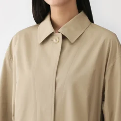 Manteau droit en coton déperlant pour femme