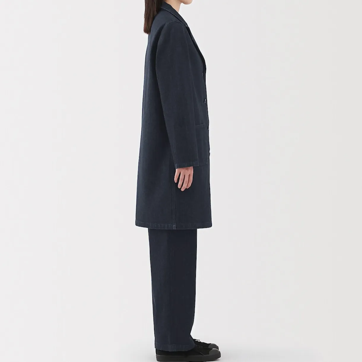 Manteau en denim mélangé kapok pour femme