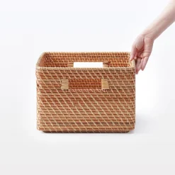 Panier carré en rotin L35X P36X H24cm