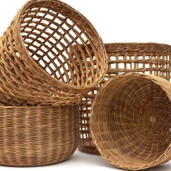 Panier rond en rotin à tissage ouvert M