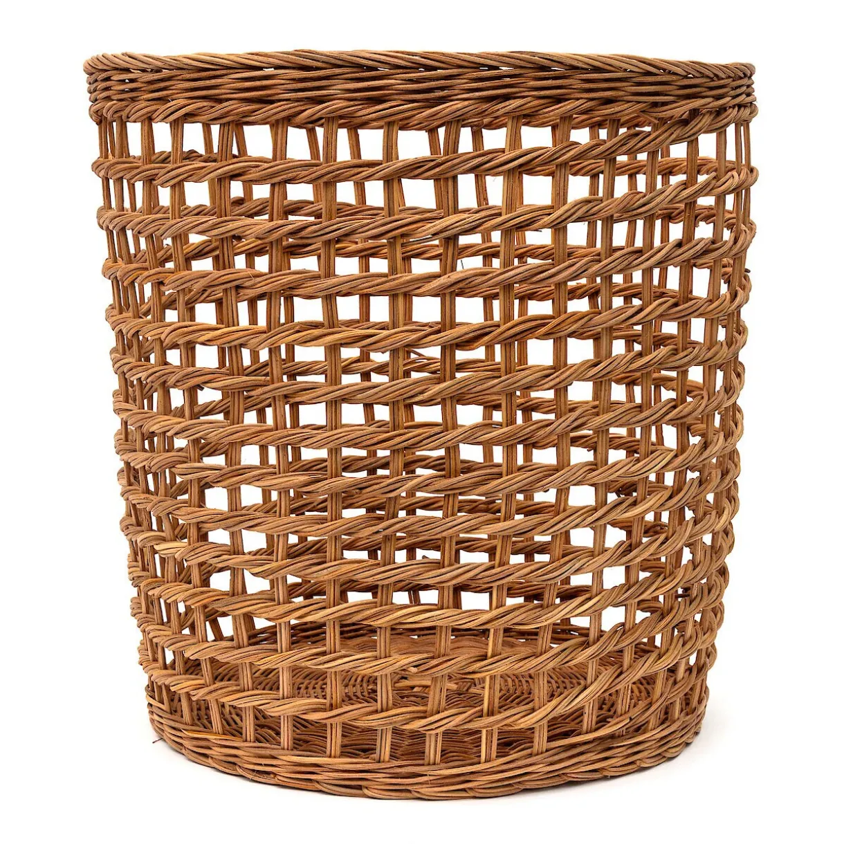 Panier rond en rotin à tissage ouvert L