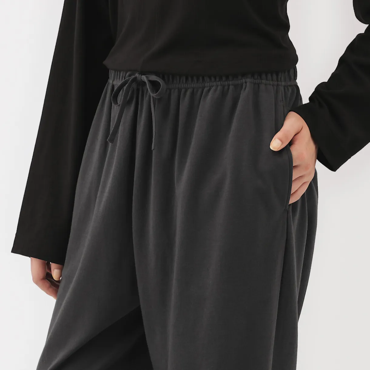 Pantalon à cordon en coton lisse unisexe