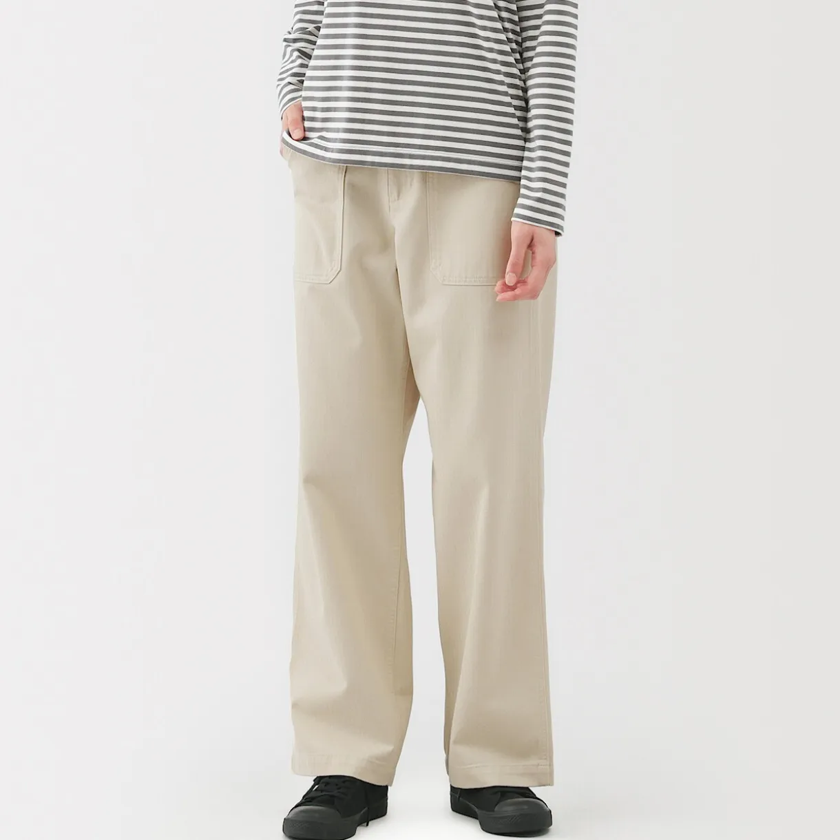 Pantalon avec motif de chevrons en coton pour femme