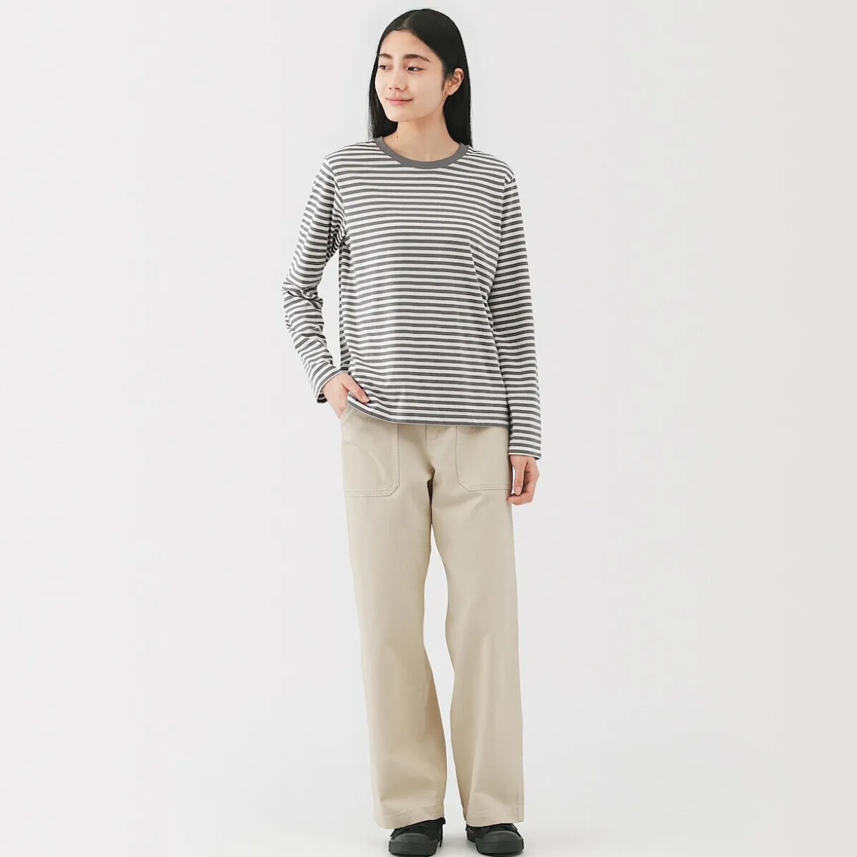 Pantalon avec motif de chevrons en coton pour femme