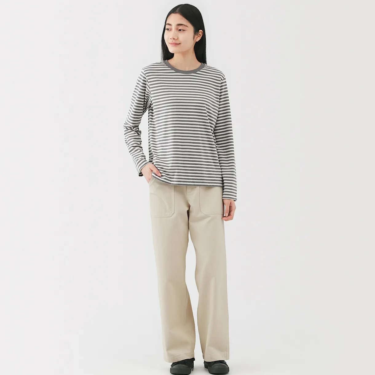 Pantalon avec motif de chevrons en coton pour femme