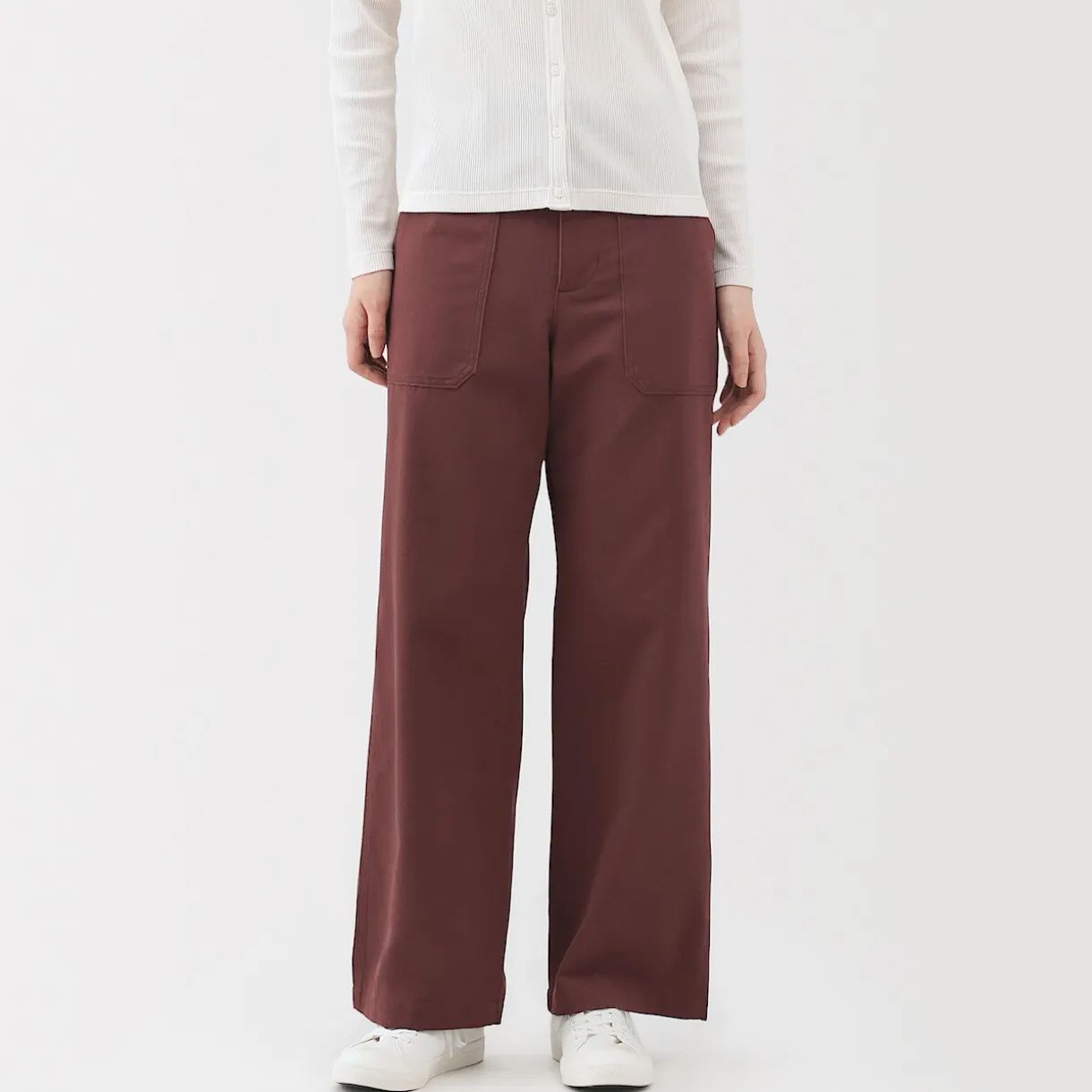 Pantalon avec motif de chevrons en coton pour femme