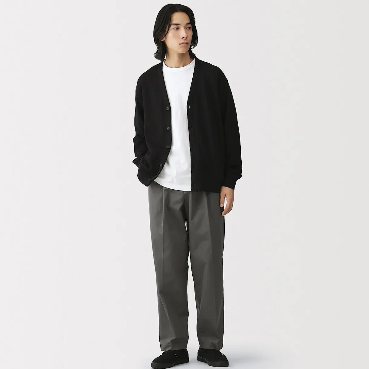 Pantalon Chino à pinces en coton stretch coupe wide homme