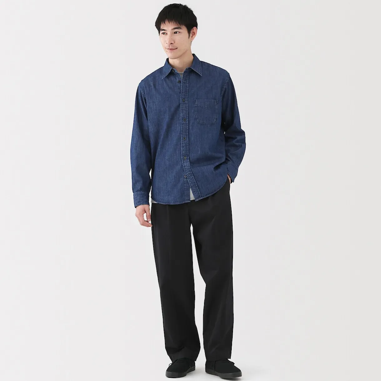 Pantalon Chino à pinces en coton stretch coupe wide homme