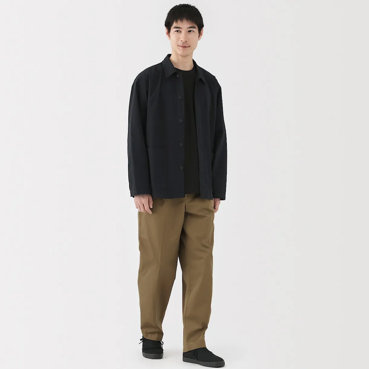 Pantalon Chino à pinces en coton stretch coupe wide homme