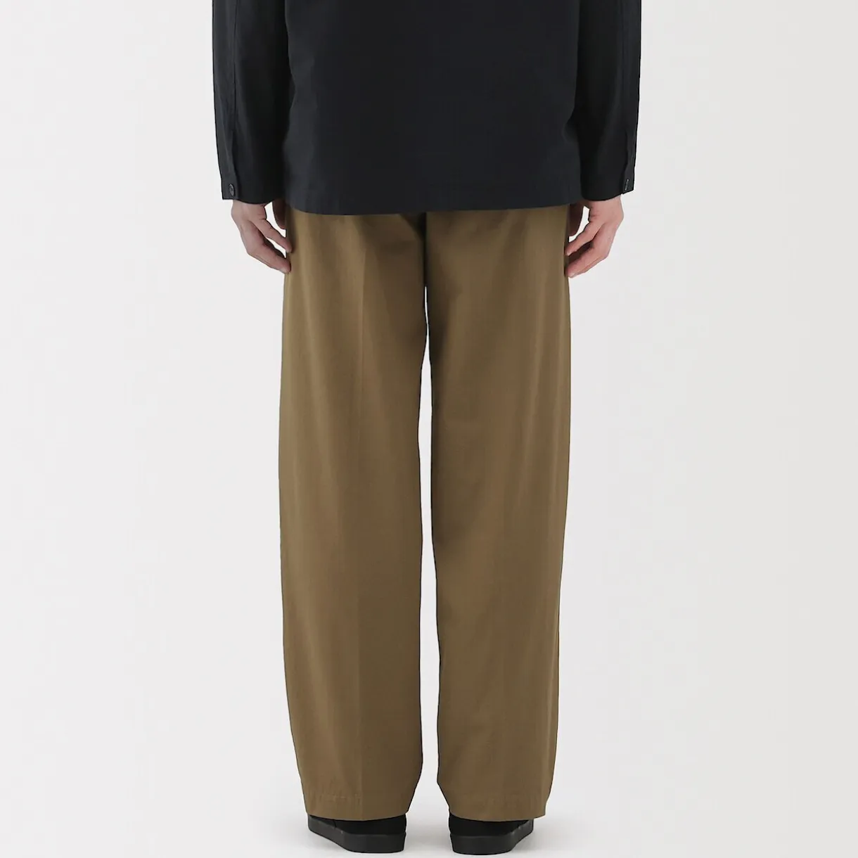 Pantalon Chino à pinces en coton stretch coupe wide homme