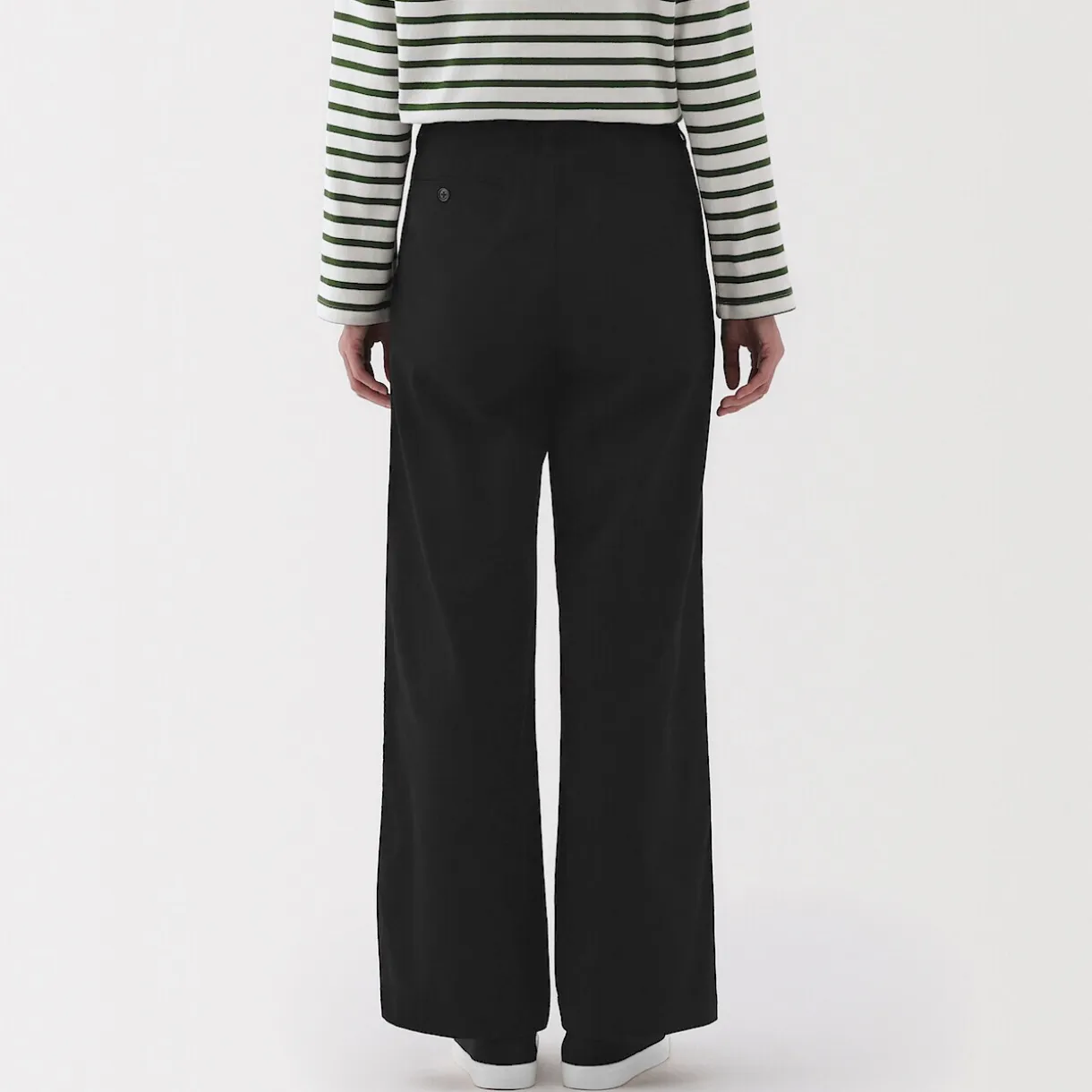 Pantalon chino long à pinces en coton coupe large pour femme