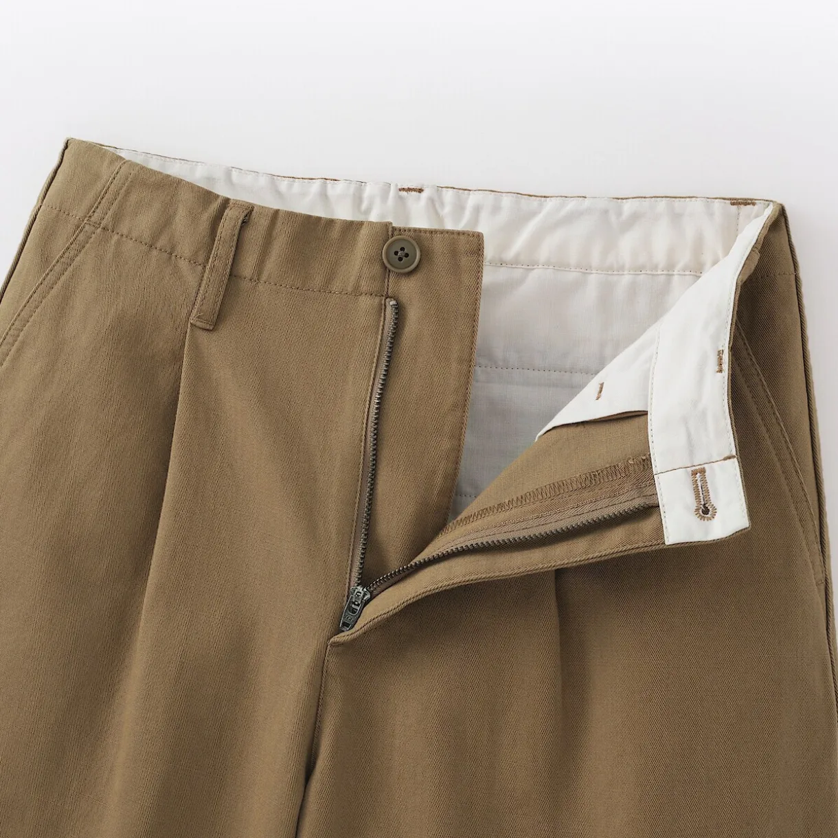 Pantalon chino long à pinces en coton coupe large pour femme