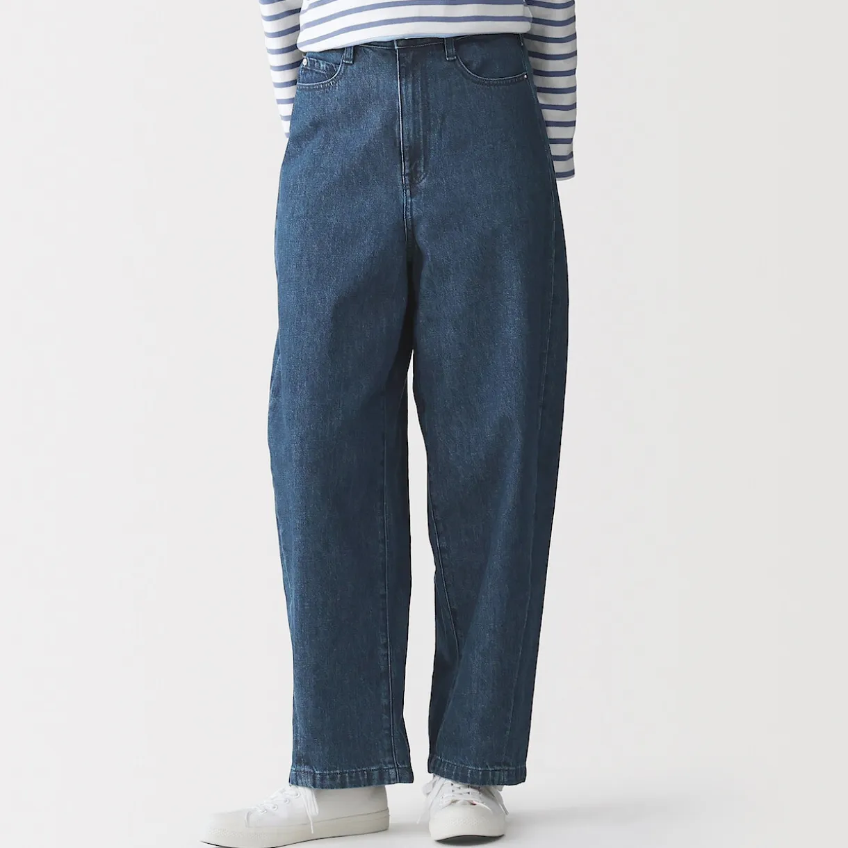 Pantalon coupe cocon en denim et kapok mélangé pour femme