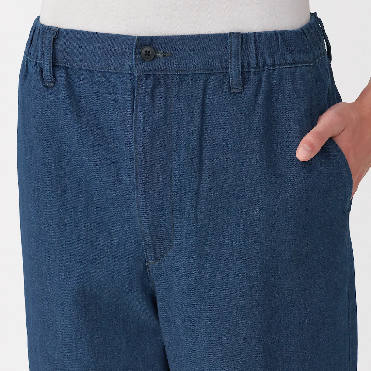 Pantalon coupe confortable en denim lavé pour homme ‐ Indigo