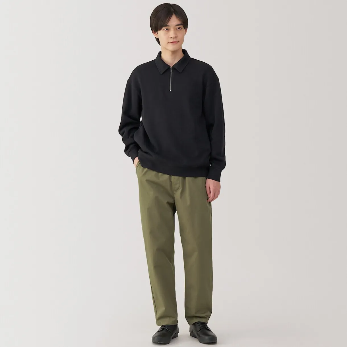 Pantalon coupe confortable en coton lavé pour homme