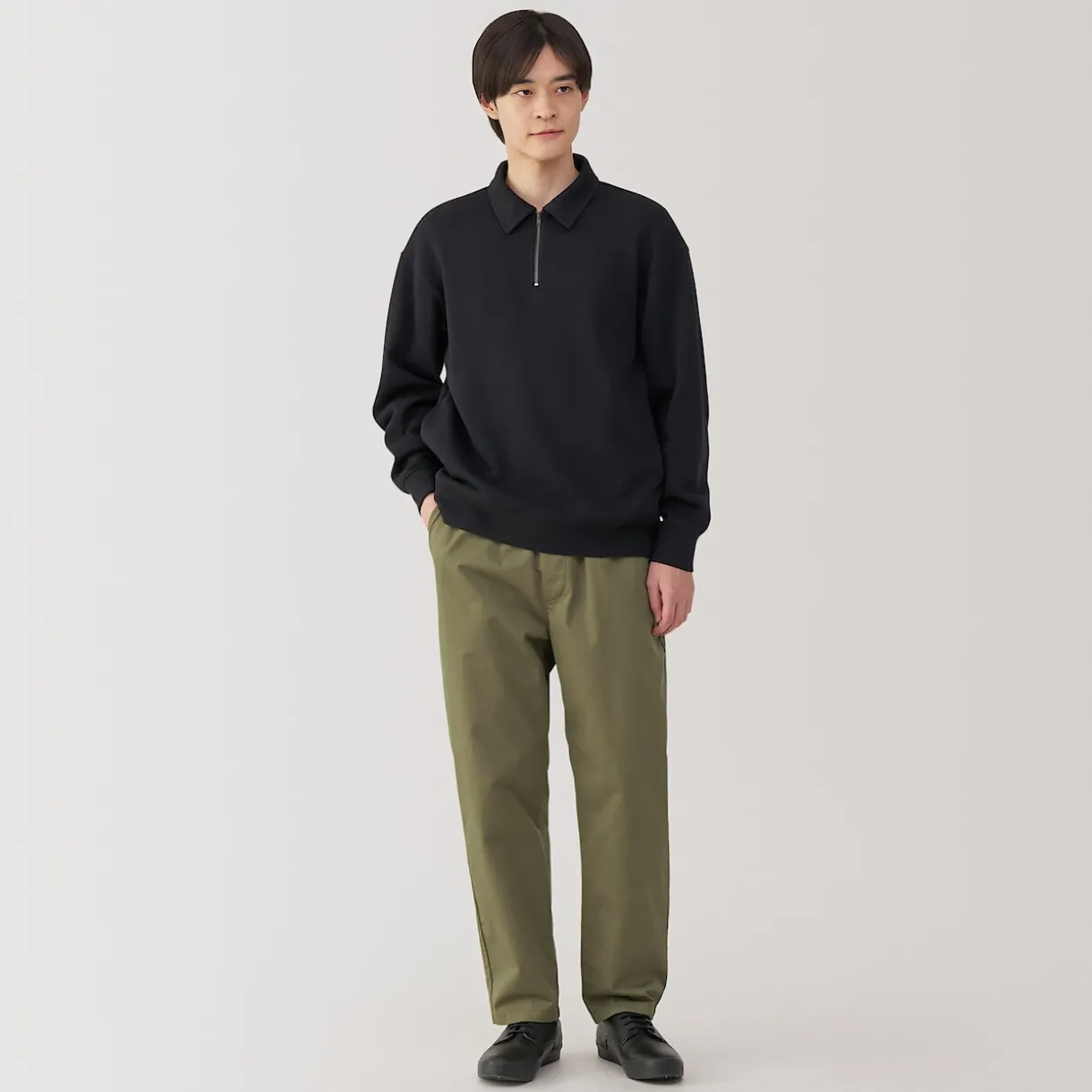 Pantalon coupe confortable en coton lavé pour homme