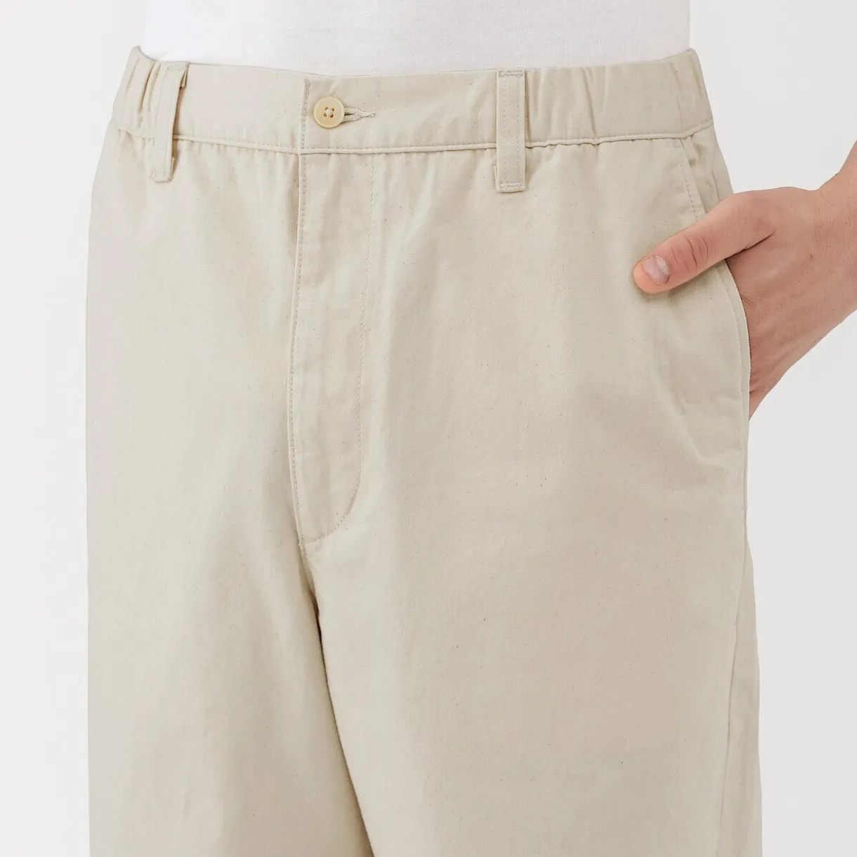 Pantalon coupe confortable en denim lavé pour homme ‐ Naturel