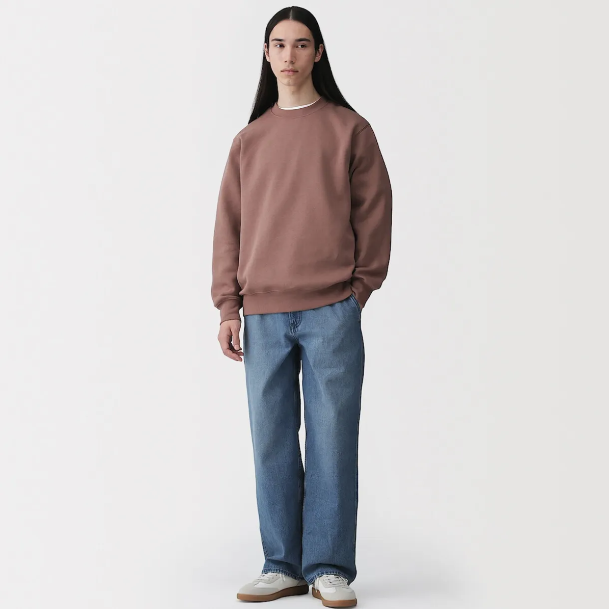 Pantalon coupe large en denim et kapok mélangé pour homme