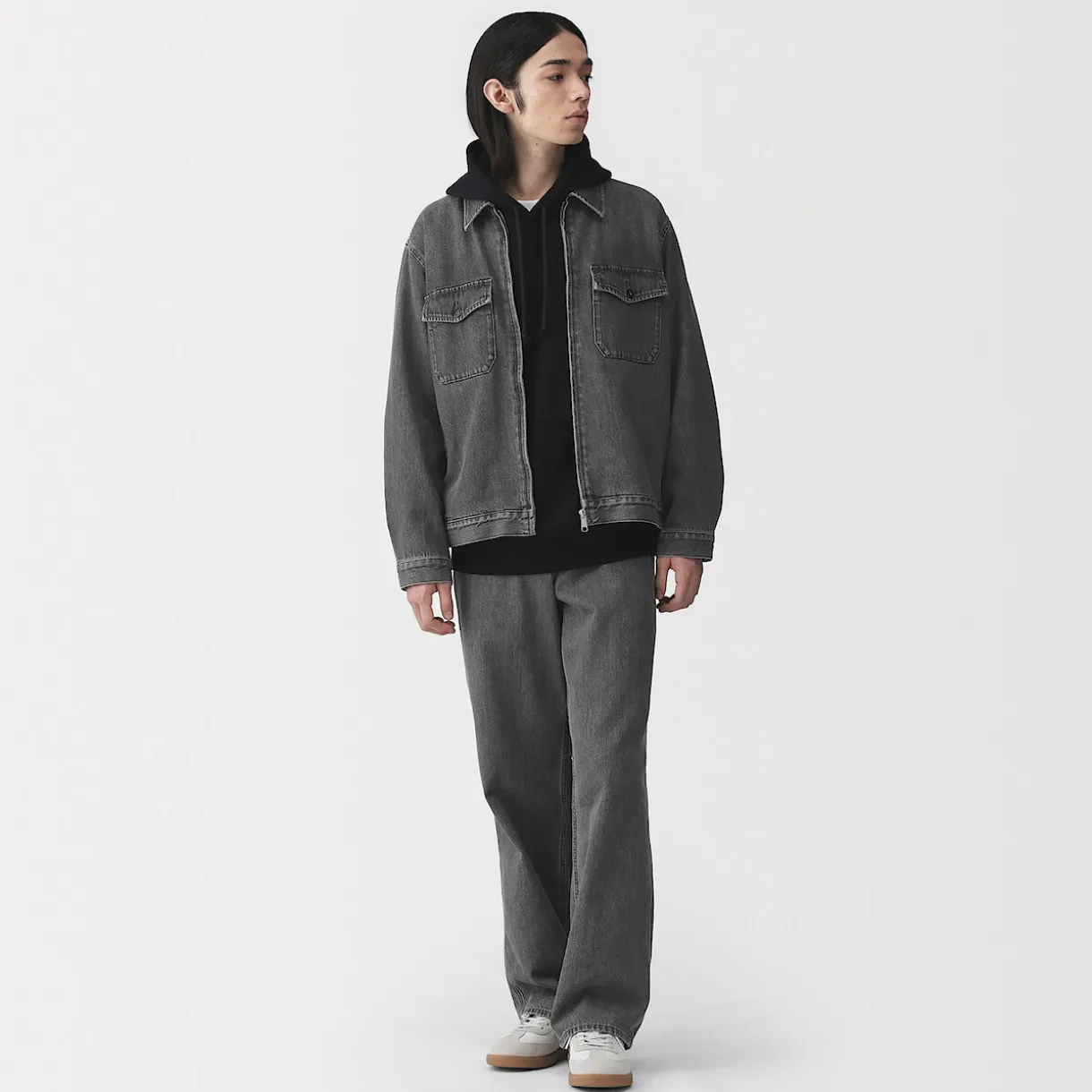 Pantalon coupe large en denim et kapok mélangé pour homme