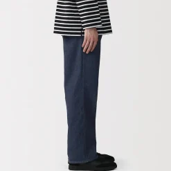 Pantalon coupe large en denim et kapok mélangé pour homme