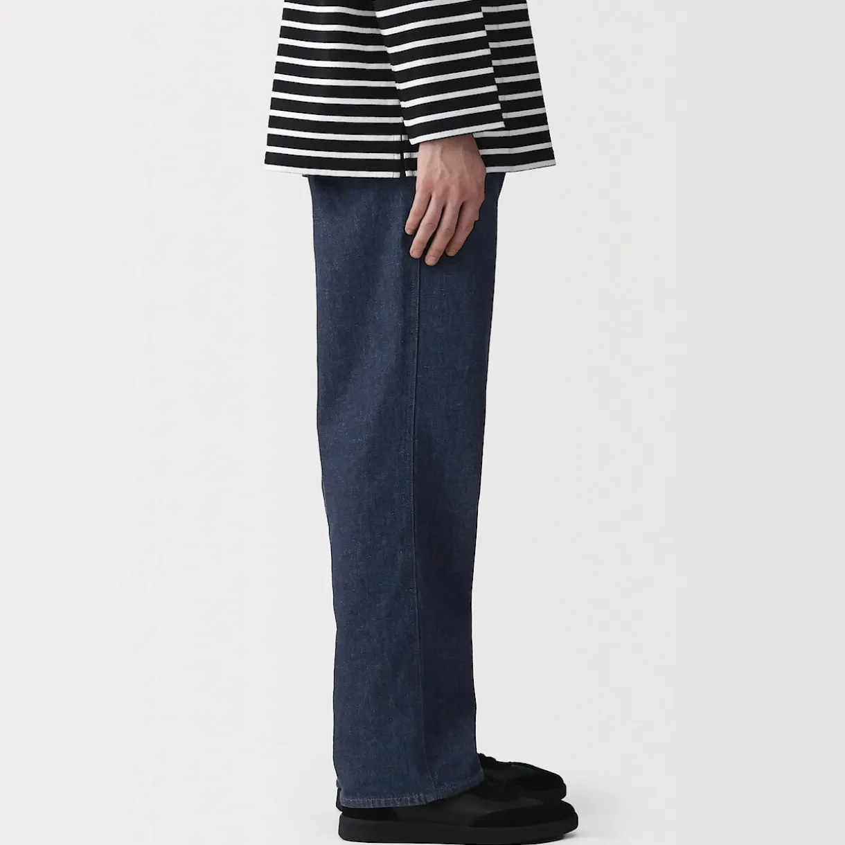 Pantalon coupe large en denim et kapok mélangé pour homme