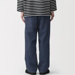 Pantalon coupe large en denim et kapok mélangé pour homme