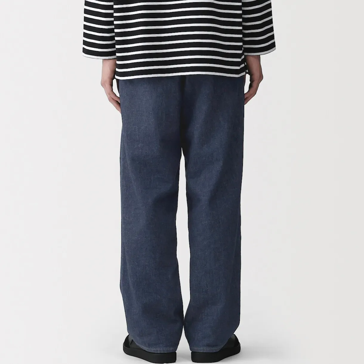 Pantalon coupe large en denim et kapok mélangé pour homme