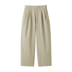 Pantalon fuselé à jambes larges en sergé de coton mélangé pour femme