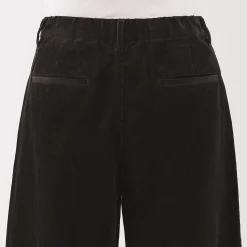 Pantalon large à plis en velours côtelé mélangé kapok pour femme