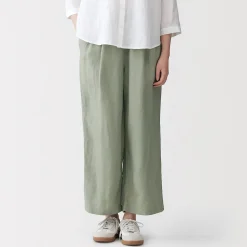 Pantalon large en lin lavé pour femme