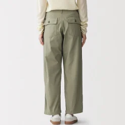 Pantalon longueur cheville en coton délavé pour femme