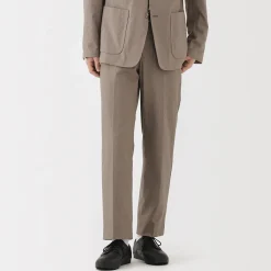 Pantalon plissé ajusté en stretch brossé pour homme